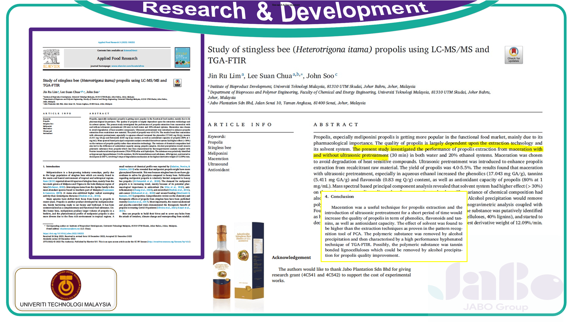 Published study of stingless bee propolis