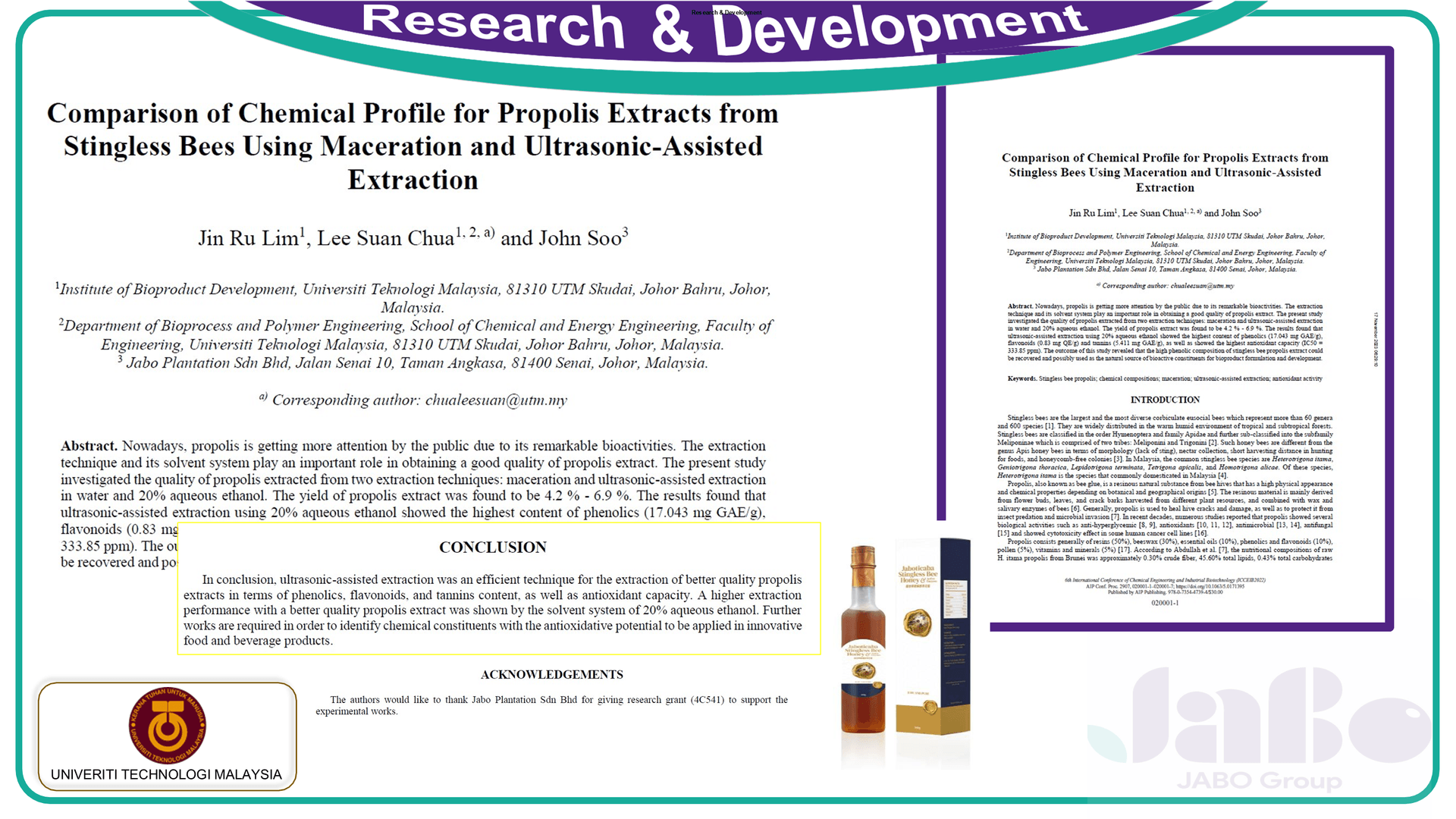 Research comparing extraction methods for propolis