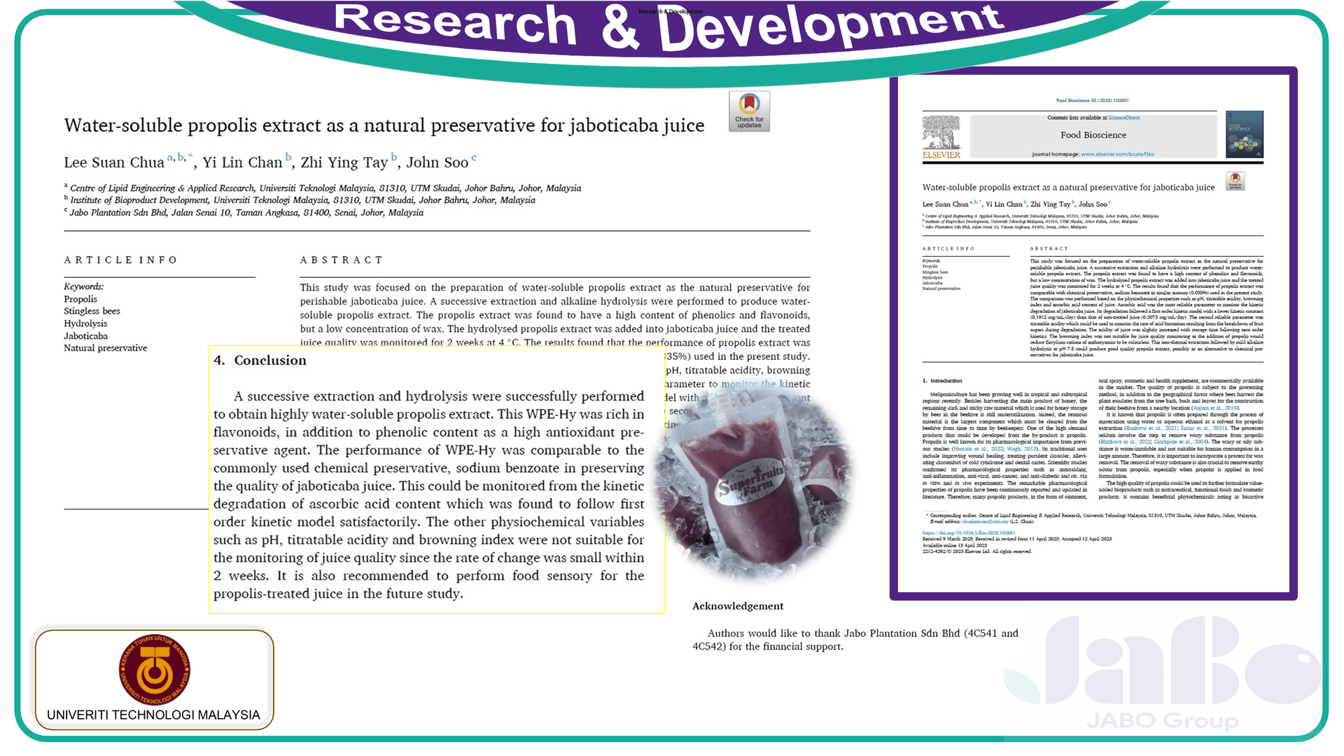 Research on a natural preservative for Jaboticaba juice